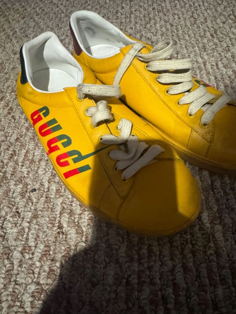 Gucci Yellow Rubber Sole Sneakers with Embossed Logo - Picture 3 of 3